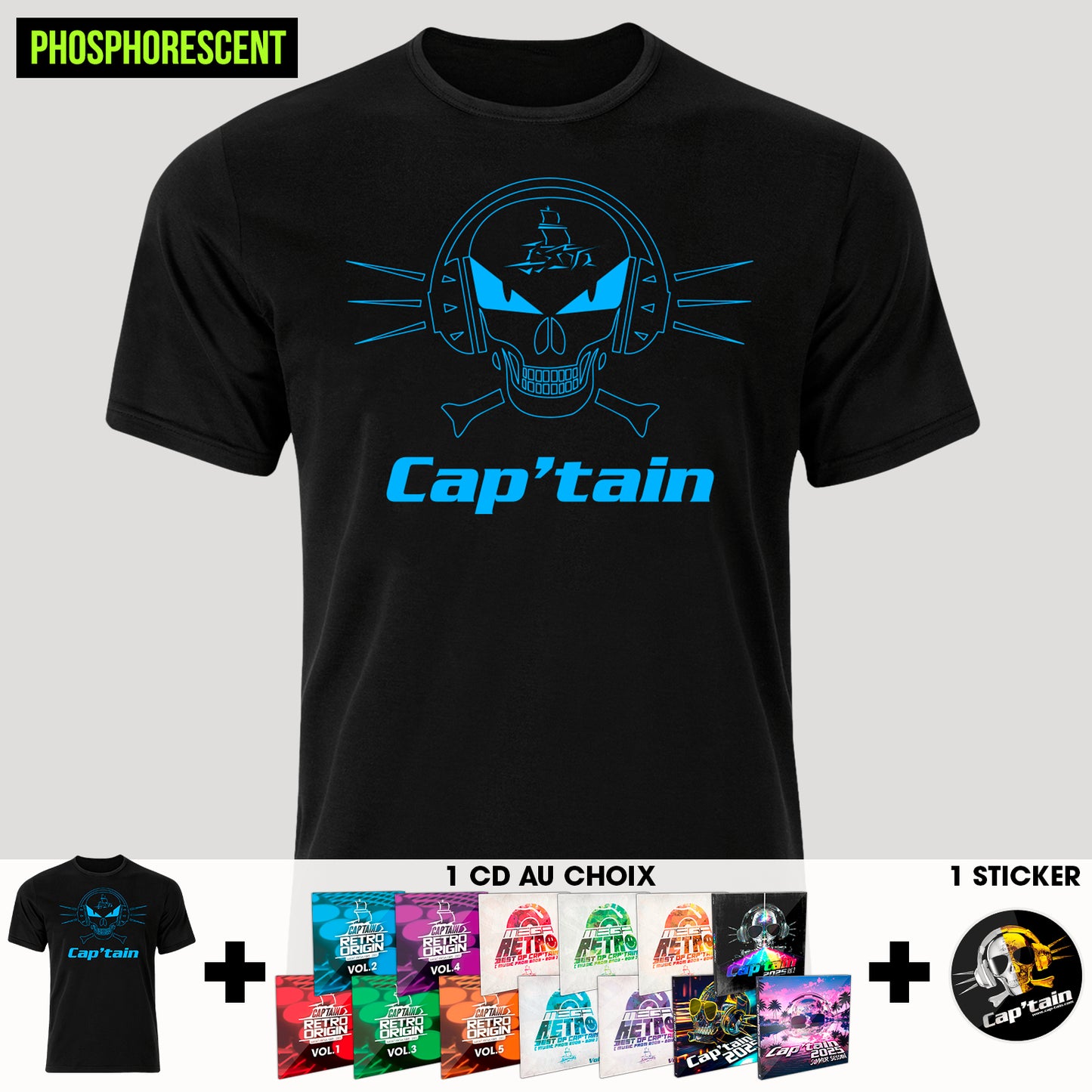 T-SHIRT CAP'TAIN BLUE EYES ( PACK )