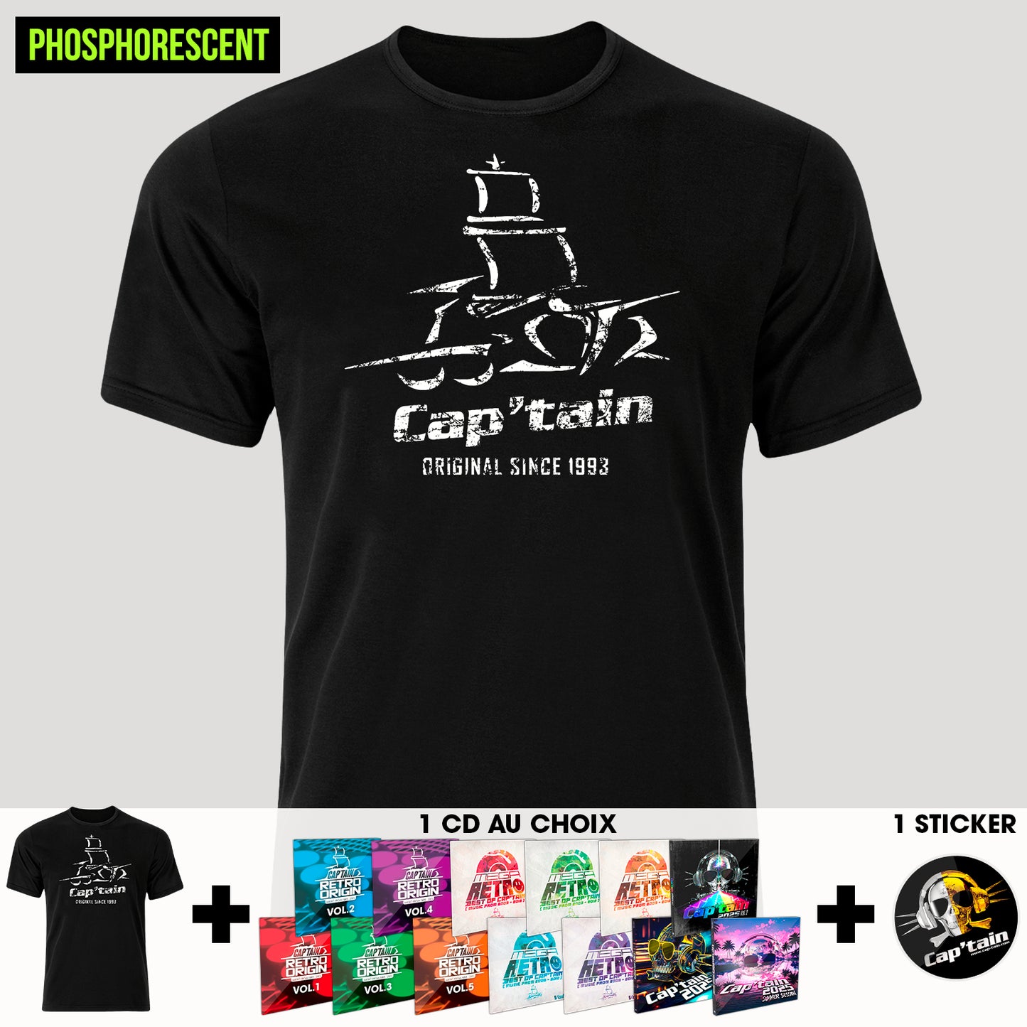 T-SHIRT CAP'TAIN ORIGINAL SINCE 93 ( PACK )