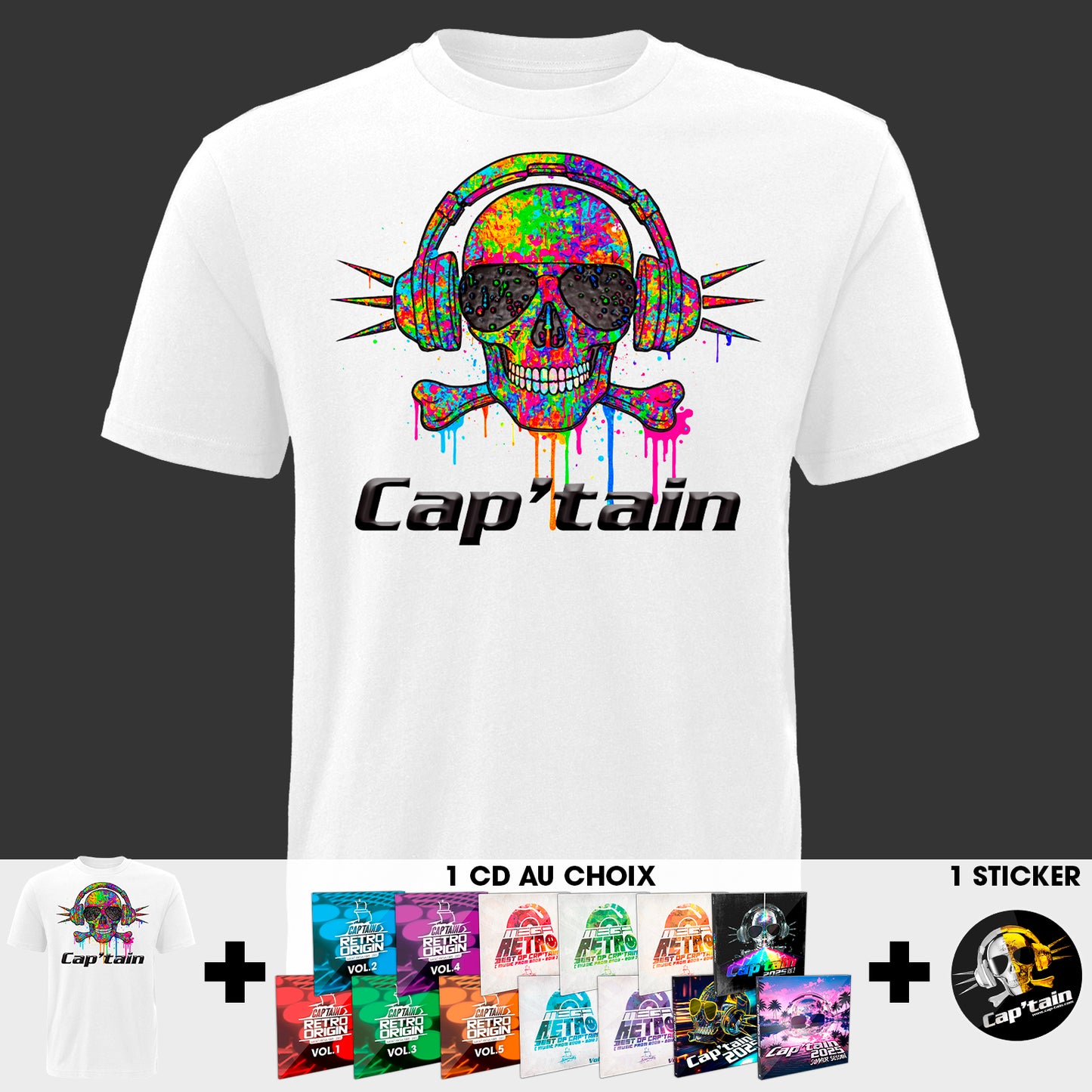 T-SHIRT CAP'TAIN TOXIC PAINT BLANC