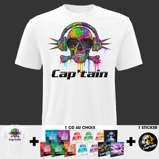 T-SHIRT CAP'TAIN TOXIC PAINT BLANC