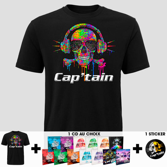 T-SHIRT CAP'TAIN TOXIC PAINT NOIR