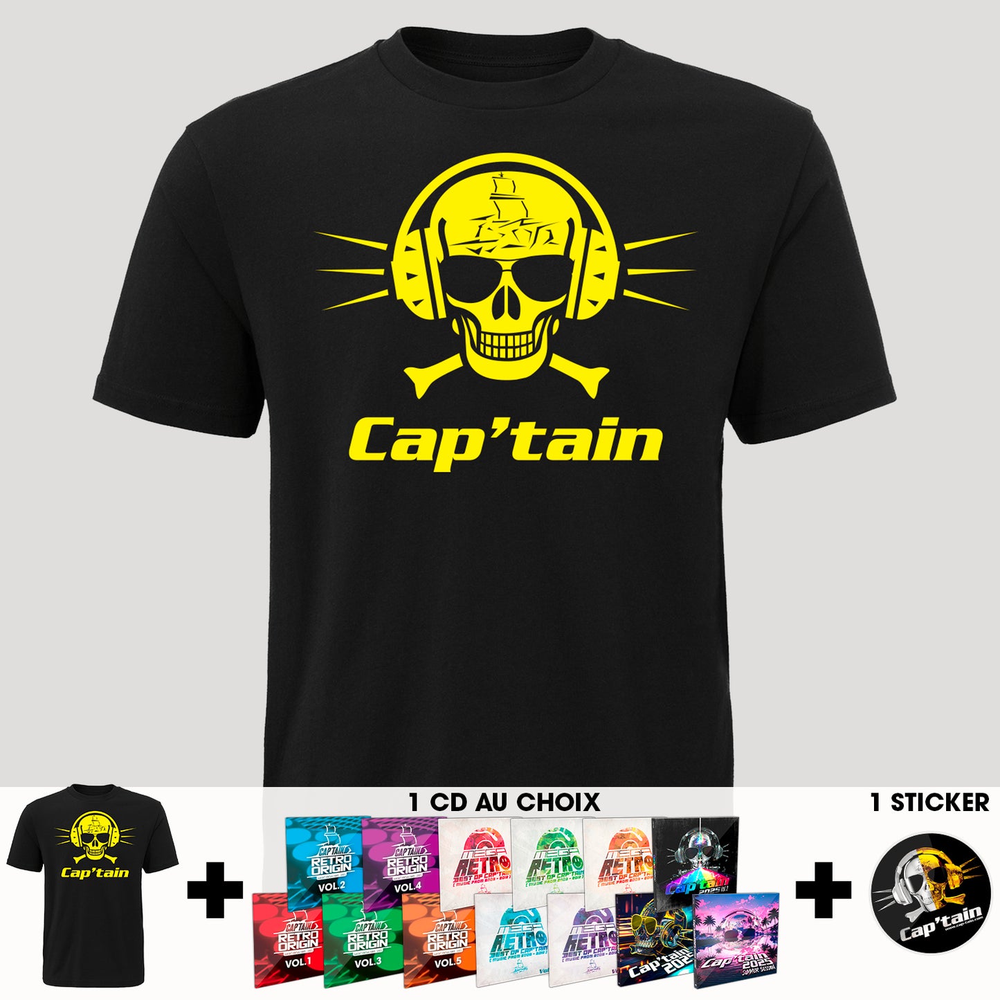 T-SHIRT CAP'TAIN YELLOW ( PACK )